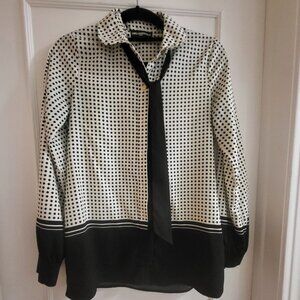 Karl Lagerfeld Paris Polka Dot Tie-Neck Blouse - XS